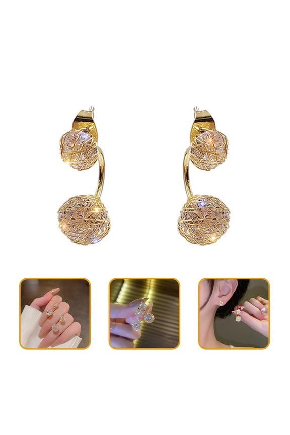 Women's Round Rhinestone , 1 Pair -Tone Copper Fashion , Trendy Ear Piercing Accessories