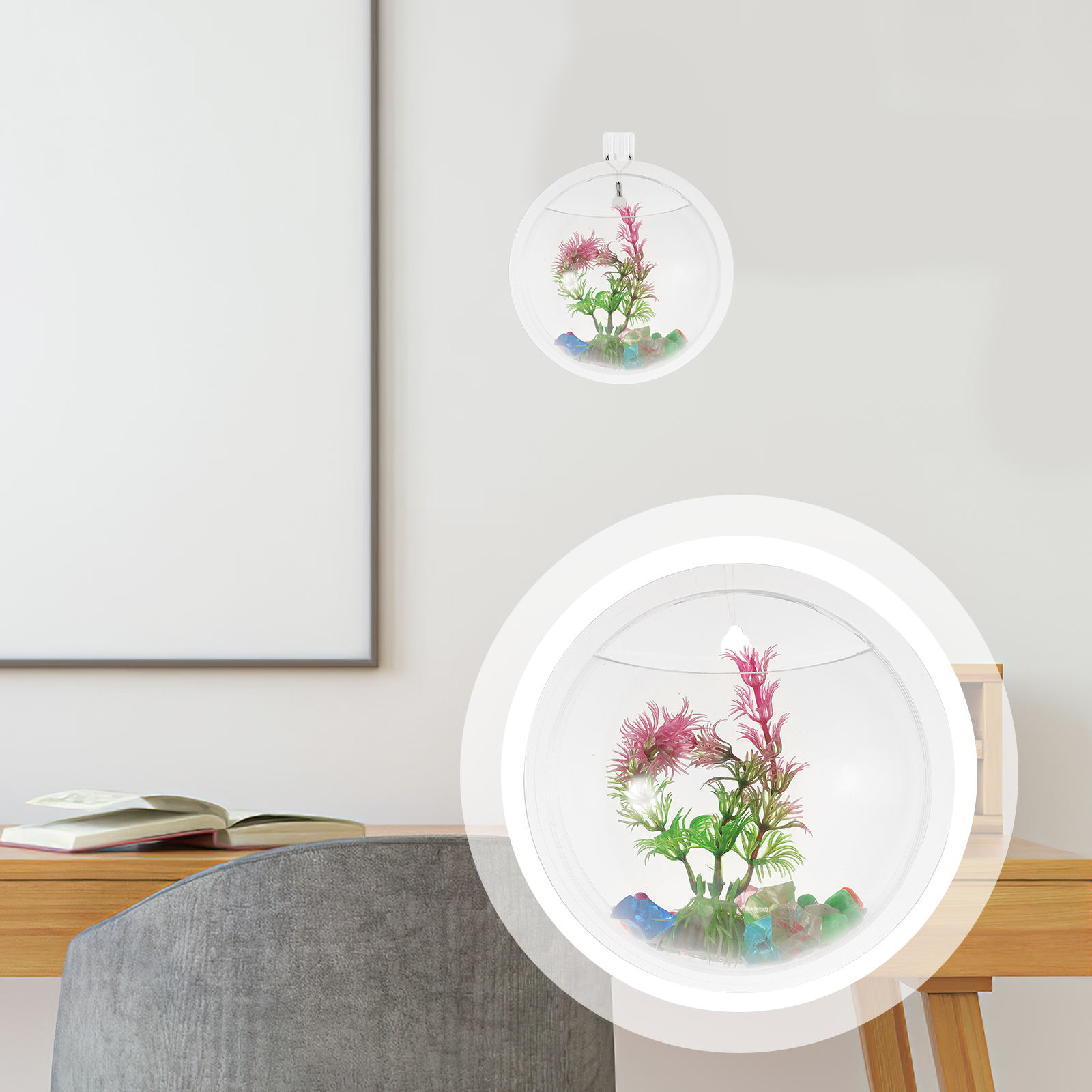 Photo inspiration: Gallery Detail: Renaclipy 1 Set Acrylic Transparent Wall Mounted Vase Hydroponic Fish