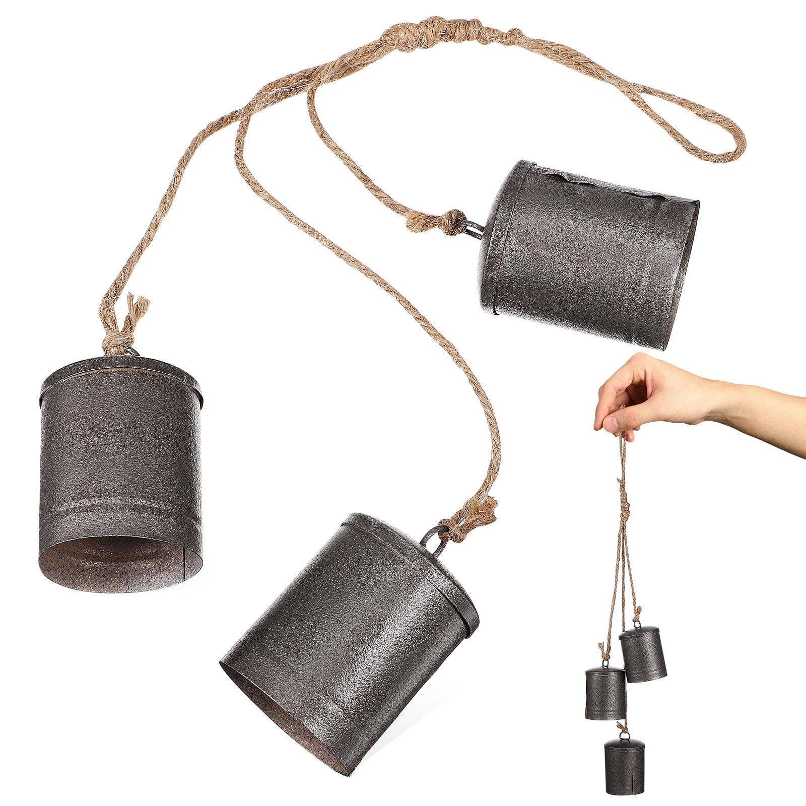 RENACLIPY 1 Set Christmas Hanging Bells on Rope Cow Bells Set Iron Rope ...