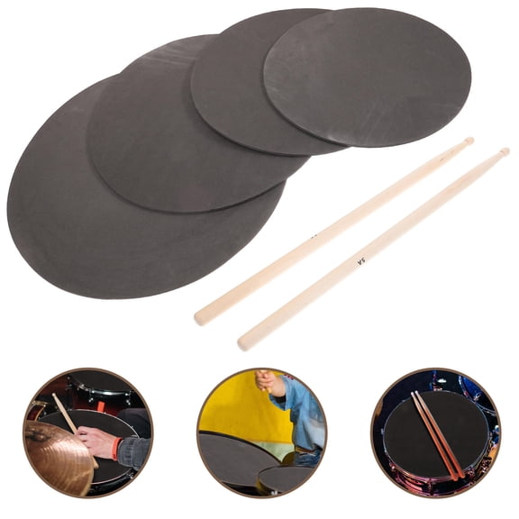 RENACLIPY Portable Drum Practice Pad Set with Black Foam Silencer, Wooden Design for Studio, Home, and Quiet Practice