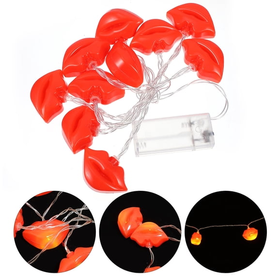 RENACLIPY LED String Lights Set with Red Lip Shape for Indoor Bedroom Decoration and Ambient Lighting