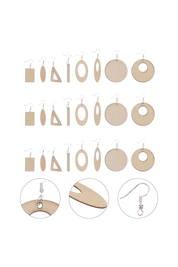 Light Wood Earring Blanks Set for Jewelry Making, Crafting, Projects, Accessories, and Creative Art Supplies