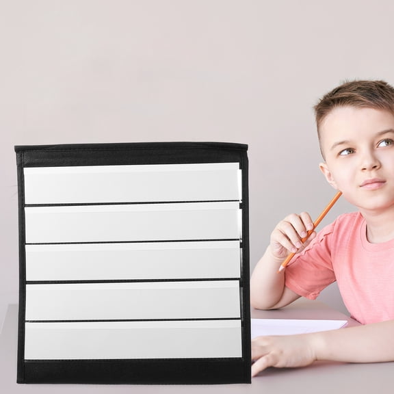 RENACLIPY Pocket Charts For Classroom Black PVC 1Set