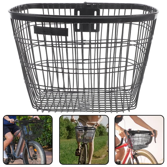 RENACLIPY Front Handlebar Basket, Black Bike Storage Basket, Strong and Stable Design for Easy Carrying