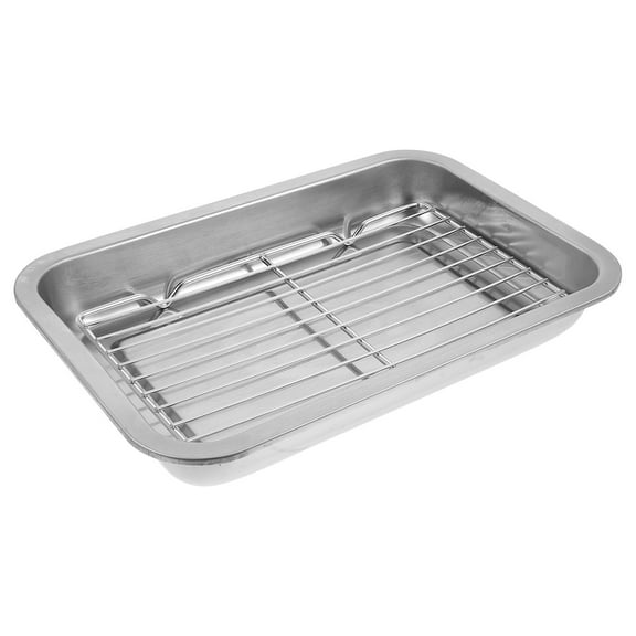 RENACLIPY Stainless Steel Baking Pan Set with Cooling Rack, Heavy Duty 12x8 Inch for Cookies, Bacon, Donuts and More