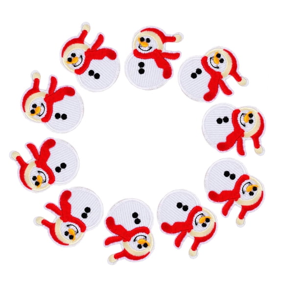 RENACLIPY 10-Pack White Snowman Applique Patches Set for Clothing, Craft, Jackets, Hats, and Accessories