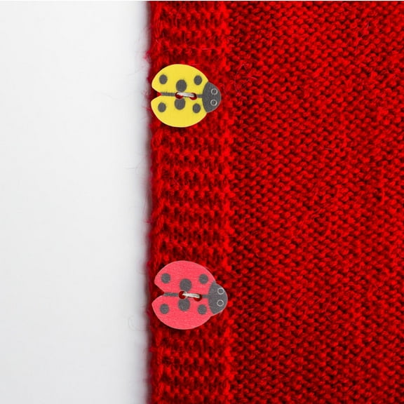 RENACLIPY 100Pcs Wooden Ladybug Buttons for Sewing Crafts Scrapbooking and Decorations
