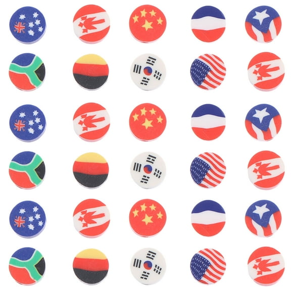 RENACLIPY 100-Piece Mixed Color Polymer Clay Beads with National Flag Designs for Jewelry Crafting and Art Projects