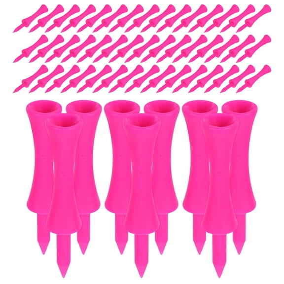 RENACLIPY 100Pcs Practice Golf Tees Rosy Plastic Adjustable Height for Driving Range and Simulator