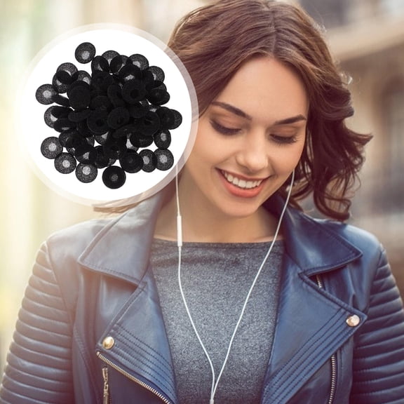 RENACLIPY Replacement Ear Pads Soft Comfortable Earbud Covers Black 100 Pieces for Headphones and Earbuds