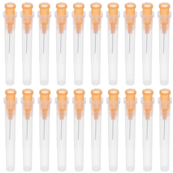 RENACLIPY 100Pcs Refillable Industrial Liquid Dispenser Needle Orange Plastic and Stainless Steel