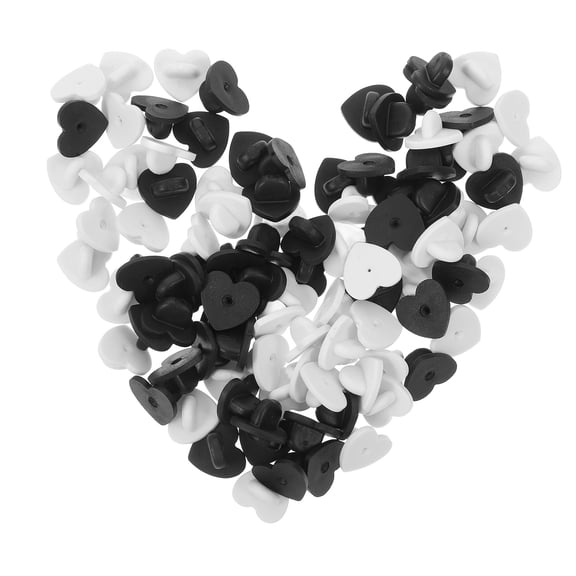 RENACLIPY 100pcs Assorted Color Heart-Shaped Rubber Pin Backs Plastic Brooch Fasteners for Crafts, Daily Use, and Secure Attachment