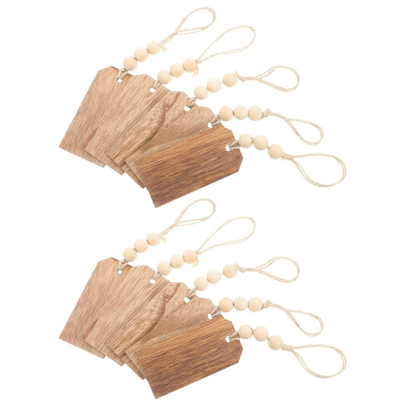 RENACLIPY 10Pcs Wooden Stocking Tags Khaki Rustic Farmhouse Christmas Ornaments Hanging Decorations