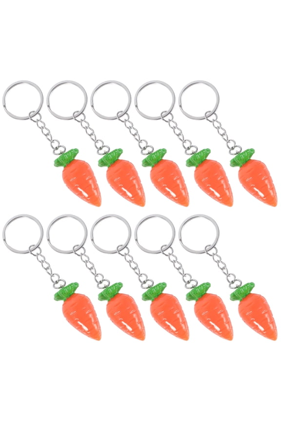 10Pack Novelty Vegetable Keyring Adorable Carrot Pendant Orange Alloy For Bag Pendants And present Giving