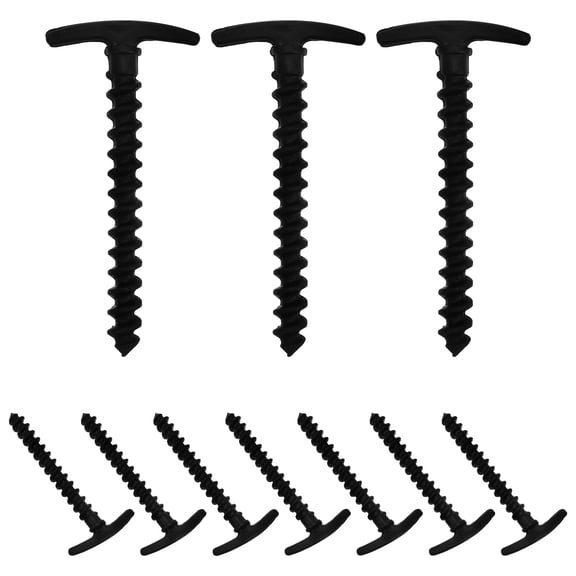 RENACLIPY 10Pcs Screw in Nylon Tent Pegs High Strength Rust Resistant Camping Tent Stakes Black