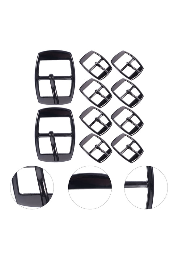 10Pcs Classic Single Prong Belt Buckles Black Metal for Webbing Straps and Bags