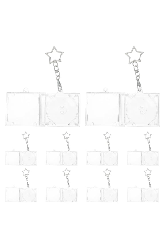 10Pcs Clear Cd Player Shaped Keychain Acrylic Pendant for Backpack Hanging Decor