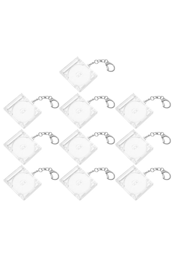 DIY Blank Cd Keychain Transparent Acrylic and Alloy for Creative Personalization 10Pcs
