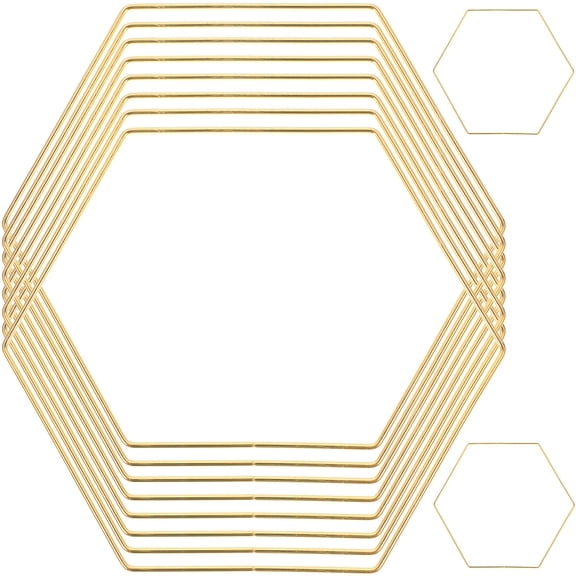 RENACLIPY 10Pcs Golden Hexagon Dreamcatcher Frame Iron Hoops for DIY Crafts Macrame Wall Decoration