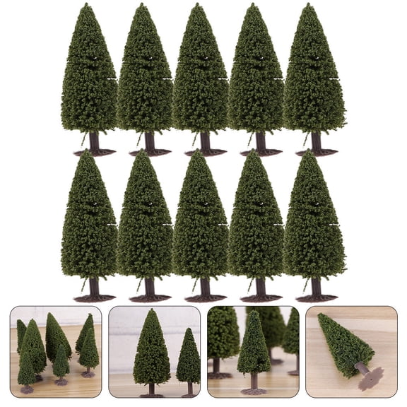RENACLIPY Landscape Tree Miniature Pine Trees Model Green Plastic 10Pcs