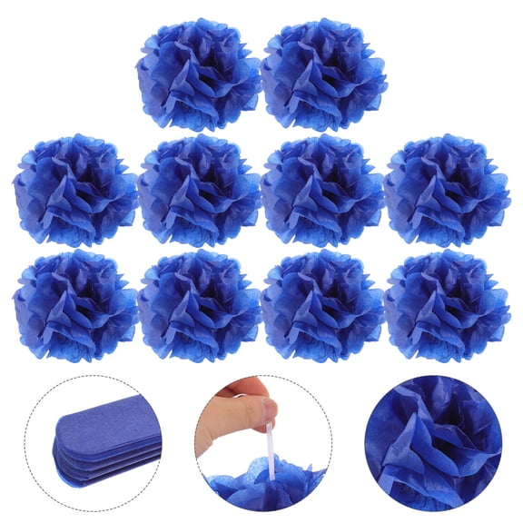 RENACLIPY 10Pcs Navy Tissue Paper Pom Poms Hanging Decorations for Home Party Backdrop and Bridal Shower