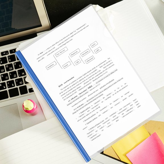 RENACLIPY 10Pcs Plastic Portfolio Folder with Ocean Style Slide Binder Clear Report Covers for Office and Home