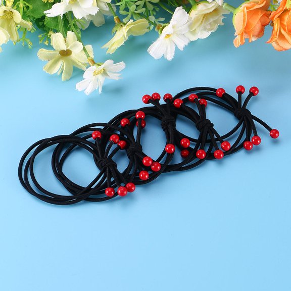 RENACLIPY 10Pcs Red Ponytail Holder Elastic Hair Ties Cherry Design Hair Accessories Set