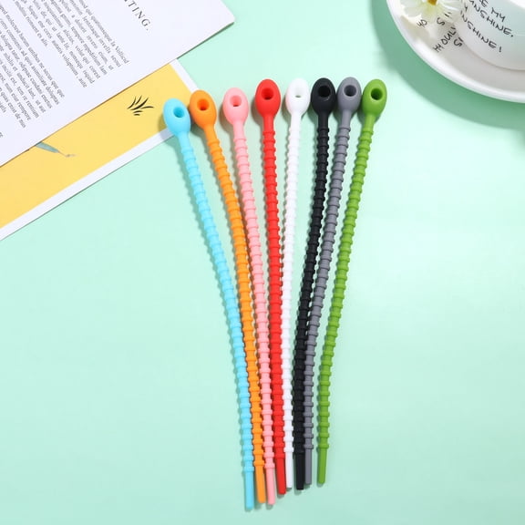 RENACLIPY 10Pcs Silicone Cable Ties Self Locking Reusable Fixing Rings for Organizing Data Lines Wires Assorted Color