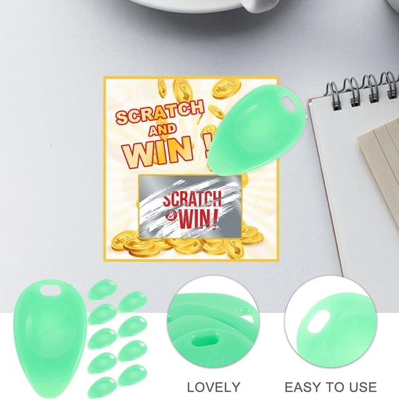 RENACLIPY 10Pcs Scratch Off Tool for tickets Light Green Plastic Scratchers and Safe