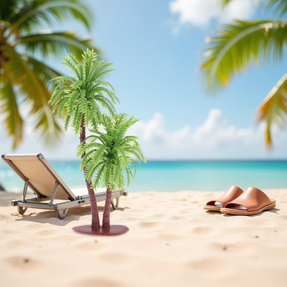 RENACLIPY Set of 10 Artificial Palm Tree Models, Plastic Faux Coconut Trees for Indoor and Outdoor Home Decor
