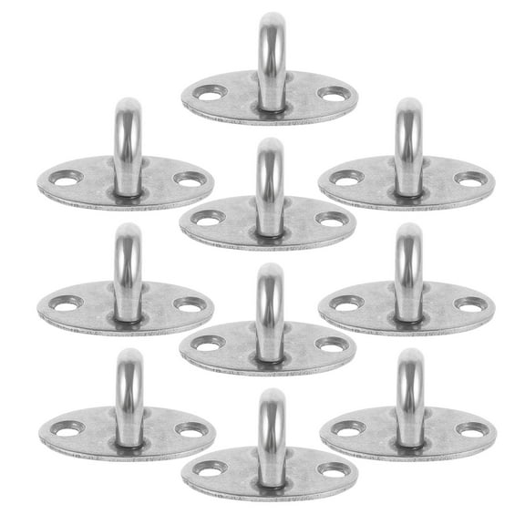RENACLIPY Heavy Duty Stainless Steel Pad Eye Plate Hooks Silver 10 Pieces for Home, Marine, and Outdoor Use