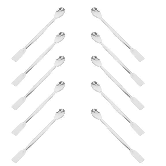 RENACLIPY 10Pcs Stainless Steel Double Ended Lab Spoon Spatula for Precise Sampling and Measuring