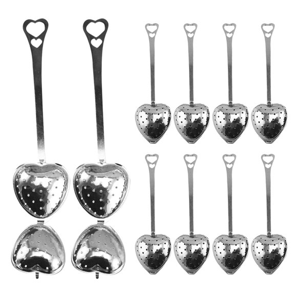 RENACLIPY 10Pcs Stainless Steel Tea Tool with Heart Shape Mesh and Spoon Design for Easy Infusion