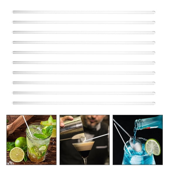RENACLIPY 10Pcs Transparent Glass Stirring Stick Heat Resistant Honey Mixing Rod for Kitchen and Experiment Use