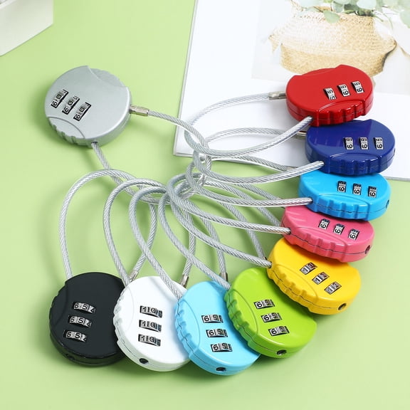 RENACLIPY 10Pcs Assorted Color Steel Wire Password Luggage Locks with Rope for Suitcase Travel Security