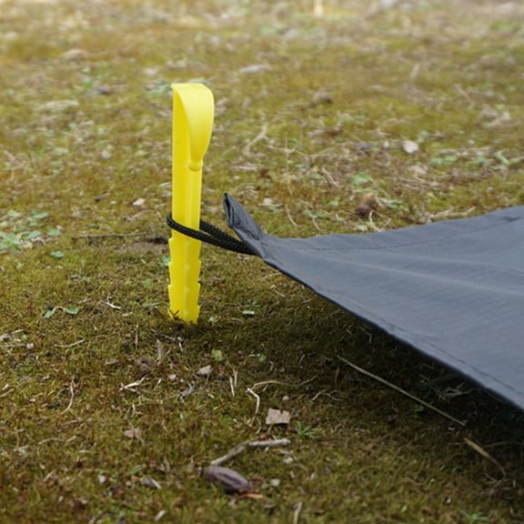 RENACLIPY 10Pcs Yellow Plastic Tent Pegs Durable Strong Hook for Outdoor Tent Awning Canopy Ground