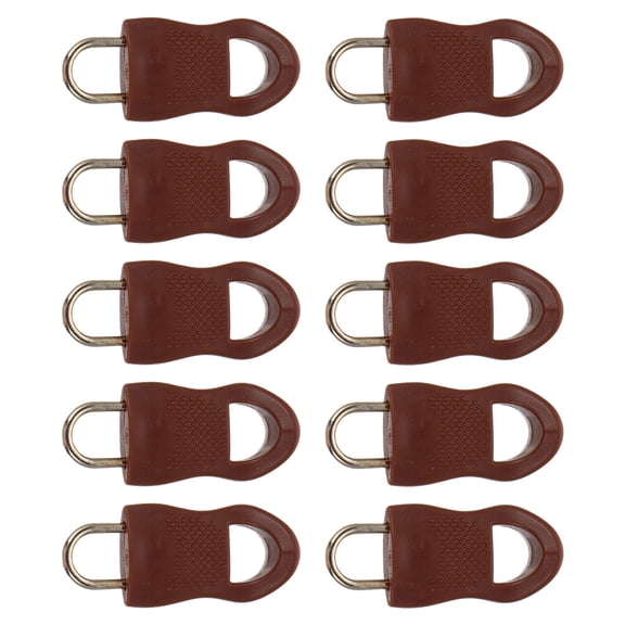 RENACLIPY 10Set Zipper Pulls for Luggage Clothing DIY Crafts Brown Rectangular Plastic Replace Damaged Zippers