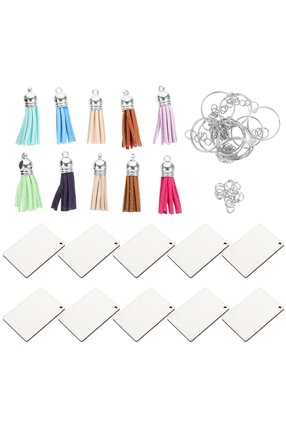 10Sets Rectangle Sublimation Blanks Keychain Bulk Multi Color for DIY Handmade Keyring Pendants
