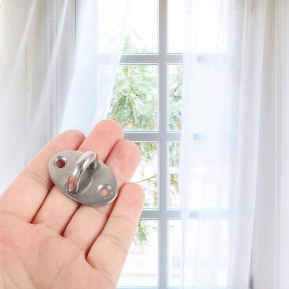 RENACLIPY 10Pcs Plated Silver Pad Eye Plate Hook Stainless Steel Heavy Duty Ceiling Mount for Home Use
