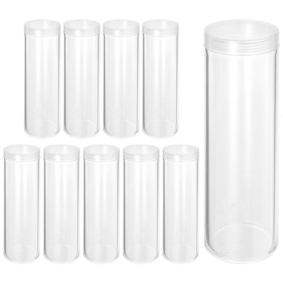RENACLIPY 10-Pack Transparent Plastic Holders Roll Storage Case for Collectible and Currency