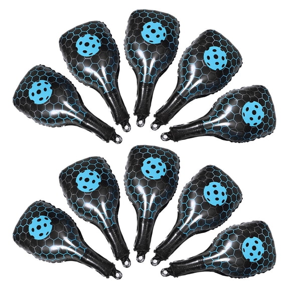 RENACLIPY 10Pcs Aluminum Foil Pickle Racket Balloons Blue for Sports Birthday Party Decoration