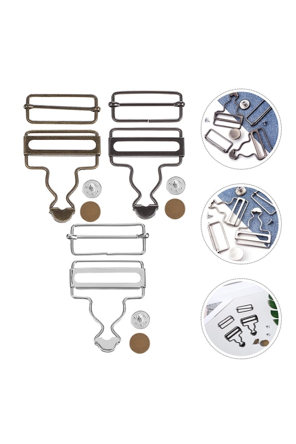 12Sets Metal Suspender Buckles Adjustable Overall Strap Clips for Pants Repair