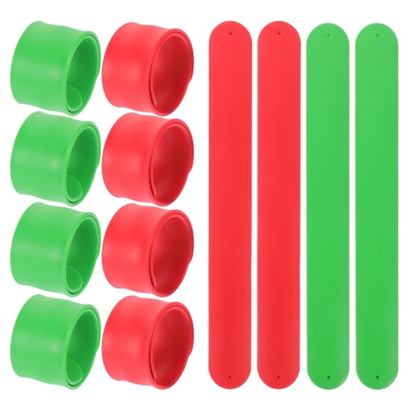 RENACLIPY 12pcs Wrapping Paper Slap Bands Red Silicone Paper Holder for Holiday Decorations