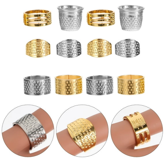 RENACLIPY 12Pcs Metal Finger Sleeves Sewing Tools for Needlework and Quilting