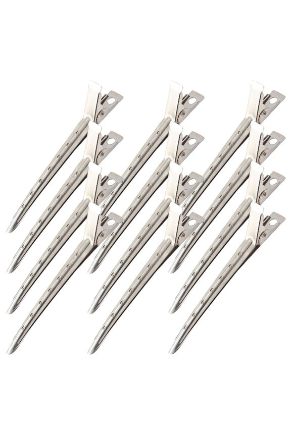12Pcs Hairdresser Clips Plated Silver Metal Hair Clips for Styling and Accurate Hair Sectioning