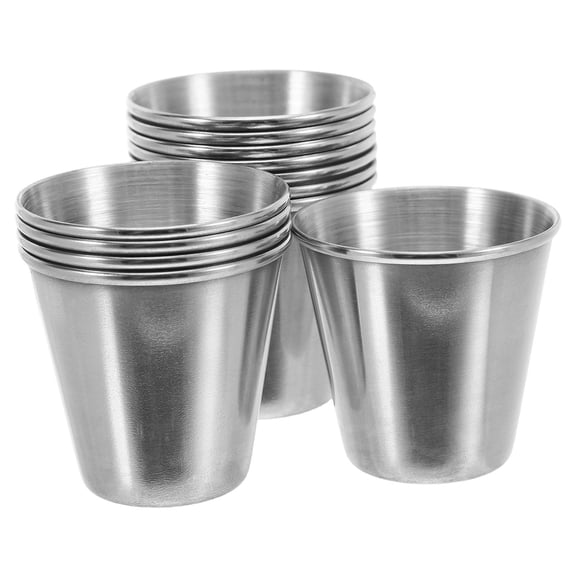 RENACLIPY 12Pcs Reusable Stainless Steel Camping Cups Portable Small Metal Shot Glass Set