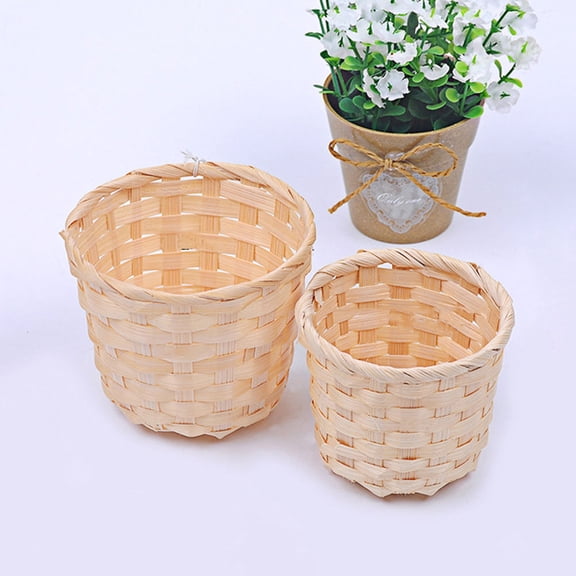 RENACLIPY 12Pcs Portable Bamboo Baskets with Rustic Log Color Design for Space-Saving Storage