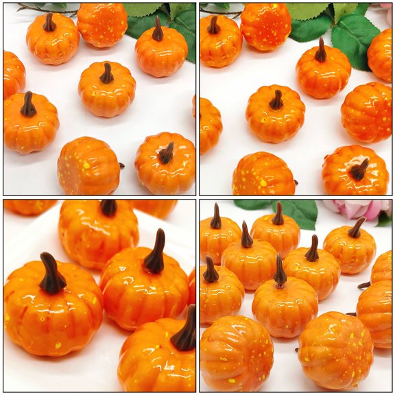 RENACLIPY 12Pcs Artificial Orange Pumpkin Ornaments Festival Accessory for Party Decoration