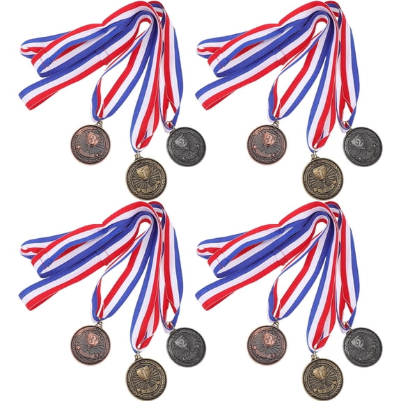 RENACLIPY Elegant Zinc Alloy Medals for Prizes and Awards Assorted Colors for Sports Events 12Pcs