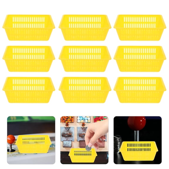 RENACLIPY Yellow Plastic Storage Bins for Machines and Gaming Use, 12 Pieces Organizer